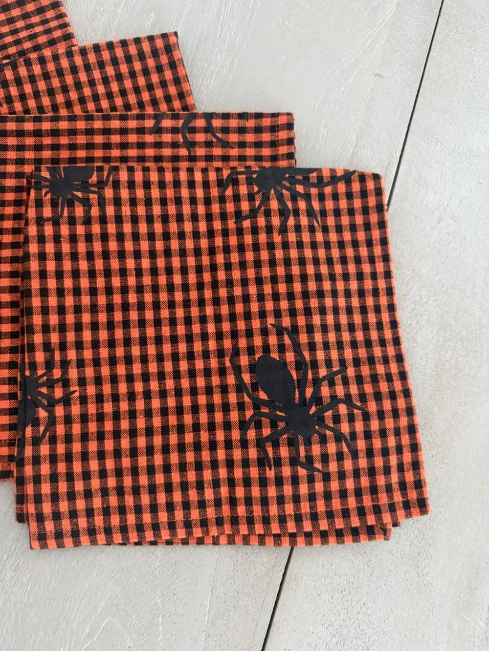 Max Studio Home Halloween Black Spider Print Napkins, Set of 4